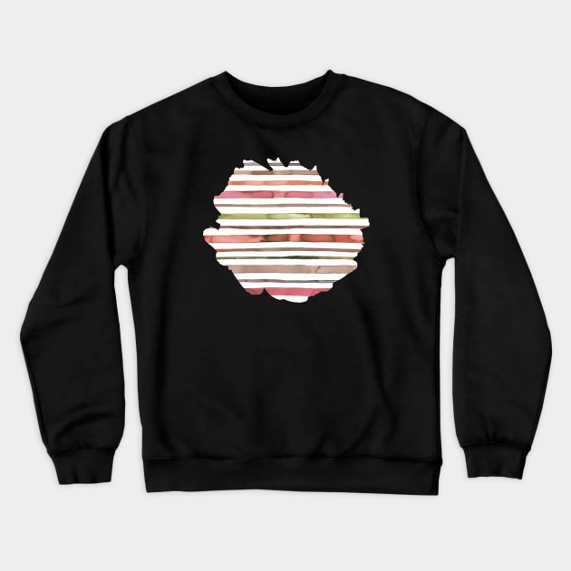 Nautical Sea Stripes Red green Crewneck Sweatshirt by ninoladesign